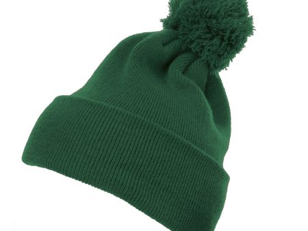 Cuffed Knit Beanie With Pom Pom Hat Hot on Sale