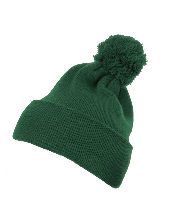 Cuffed Knit Beanie With Pom Pom Hat Hot on Sale