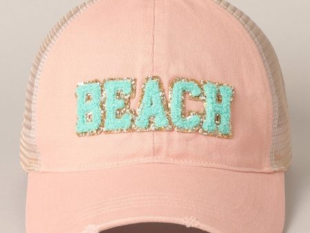 BEACH Chenille Letter Patch Baseball Cap- Dusty Pink Supply