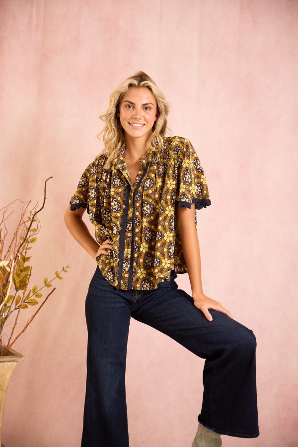 Parham Gathered Blouse - Chestnut Swirl Online Sale