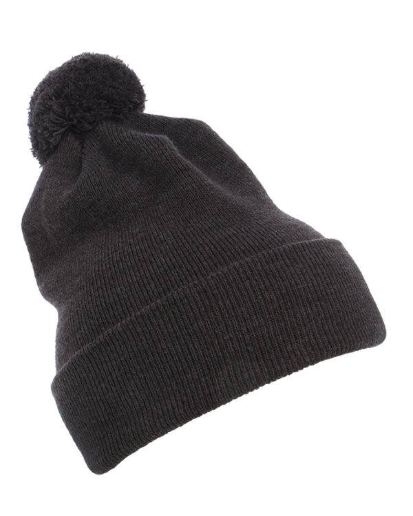 Cuffed Knit Beanie With Pom Pom Hat Hot on Sale