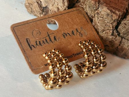 Triple Gold Beaded Earrings TGB For Cheap