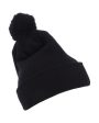 Cuffed Knit Beanie With Pom Pom Hat Hot on Sale